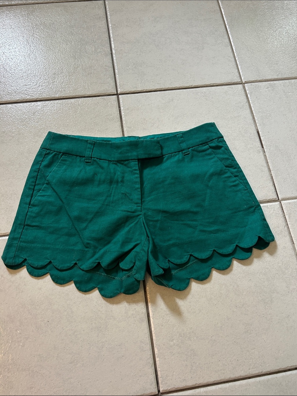 J Crew Scallop Hem Women's Shorts - Emerald Green